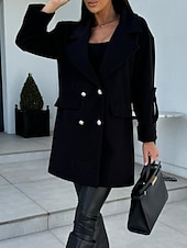 abordables Vestes-Manteau Trench Femme Plein Air Usage quotidien Vacances mode Décontractées Avec poches Longue Manteau Noir Blanche Vert Véronèse Automne Hiver Gilet Revers Ample S M L XL 2XL