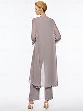 voordelige Broekpakken van mama-Strand Bruiloft Jumpsuit  Pantsuit Moeder van de Bruid Elegante Plus Size Bateau Hals Vloer Lengte Chiffon Mouwloos Wrap Inbegrepen met Effen Kleur om indruk te maken 2025 gratis maat op maat