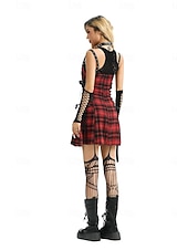 levne Šaty-Punk a gotika Steampunk Šaty Sada příslušenství Gotická dívka Kostkovaný Maškarní kostým Dámské předvečer Všech svatých Karneval Párty Dospělé Šaty Více doplňků
