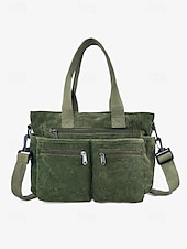 tanie Torby i torebki-torba typu tote vintage z kordu z wieloma kieszeniami na suwak - swobodna torebka damska