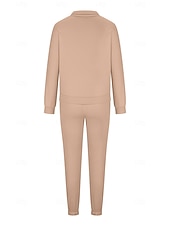 baratos Agasalho Feminino-Feminino Quente Moletom Sherpa Calças de lã Manga Longa Gola Alta Bloco de cor Zíper Ao ar livre Branco Castanho Claro Primavera Superdimensionado