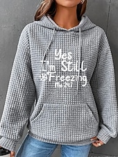 levne Texturované mikiny a svetry-dámská mikina s kapucí mikina polyester dopis street denní nošení kapesní potisk ležérní mikina s dlouhým rukávem mikroelastický podzim zima komfrt prodyšná měkká tkanina