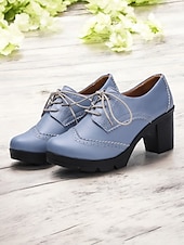 olcso 1950-es évek-női világoskék fűzős brogue vaskos sarkú oxford cipő – vintage ihletésű platformsarkú hétköznapi és irodai viselethez
