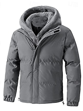 voordelige Heren donsjassen &amp; parka&#039;s-Voor heren Winterjack Pufferjas Fleecejack Gewatteerd 2 in 1 nep tweedelig Polyester Trui met capuchon Zak Buiten Afspraakje Casual / Dagelijks Normaal Modieus Casual Thermisch Warm Winddicht Winter