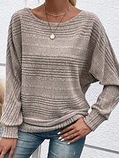 preiswerte Damen Einfache Oberteile-Damen Tunika elegant stylisch Fledermausärmel Langarm normale Oberteile U-Boot-Ausschnitt Arbeit rot blau khaki grau Frühling Herbst Winter