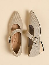 levne Block Heels-dámské pletené boty mary jane s páskem na přezku – pohodlné a elegantní lodičky na nízkém podpatku pro běžné nošení i do kanceláře