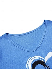 お買い得  プレーンTシャツ-バレンタイン女性用ハートTシャツ 基本的なレギュラートップス 短袖 Vネック プリント レギュラーフィット バレンタインウィークエンド 赤色 青色 紫色 緑色 灰色