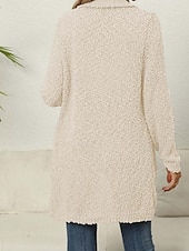 preiswerte Strickjacken und Oberbekleidung-Damen Strickjacke Elegant Modisch Täglich Feste Farbe Öffnung vorne Strick Textur Langarm Lange Oberteile Stricken Arbeit Grün Dunkelviolett Herbst Winter
