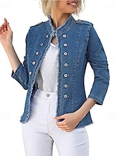 preiswerte Jacken-Damen Achselzucken Langarm Asymmetrisch Blau Frühling Herbst Winter