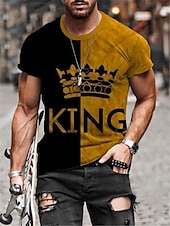 economico T-shirt 3D da Uomo-Per uomo Alfabetico splicing Matrimoniale maglietta Magliette Manica corta maglietta Stampa 3D Girocollo Camicia Vintage Moderno Essenziale Casual Giornaliero Nero / Giallo Nero / Grigio Bianco