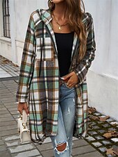 abordables Manteaux Trench-Veste à capuche Femme Extérieur Plein Air Usage quotidien mode Décontractées Avec poches Full Zip Imprimer Longue Manteau Rouge Marron Vert Automne Hiver fermeture Éclair Sweat à capuche Standard S M