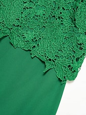 cheap Party Dresses-Chiffon Lace Belted Elegant Maxi Dress