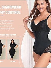 economico Pigiama e lounge da donna-body modellante in pizzo da donna per donna controllo della pancia body modellante completo con scollo a V body modellante top slip in pizzo abiti per la casa