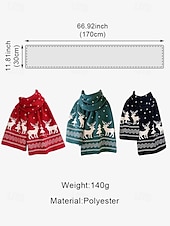abordables Accessoires de Noël-écharpe tricotée pour femme à imprimé renne et sapin de Noël en rouge et blanc, accessoire d&#039;hiver douillet pour les fêtes de fin d&#039;année