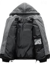 voordelige Heren donsjassen &amp; parka&#039;s-Voor heren Winterjack Pufferjas Fleecejack Gewatteerd 2 in 1 nep tweedelig Polyester Trui met capuchon Zak Buiten Afspraakje Casual / Dagelijks Normaal Modieus Casual Thermisch Warm Winddicht Winter