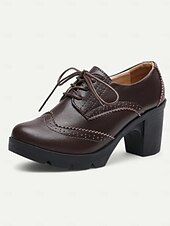 olcso 1950-es évek-női világoskék fűzős brogue vaskos sarkú oxford cipő – vintage ihletésű platformsarkú hétköznapi és irodai viselethez