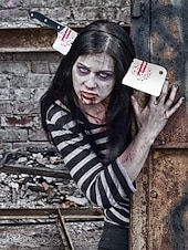 levne Doplňky pro ženy-halloweenská čelenka s krvavým sekáčkem – děsivý doplněk hlavy nože pro halloweenské kostýmní party, cosplay a žerty