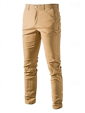 baratos Chinos-Homens Calças chinês Calça casual Botões Bolsos Tecido Conforto Formal Festa Trabalho Moda Estilo Clássico Exército verde Preto Micro-Elástica