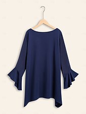 economico camicie, top e camicette-camicetta in maglia con polsini svasati patchwork modal