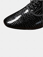 economico Scarpe da ballo uomo-scarpe da ballo stringate da uomo con motivo coccodrillo nero e finitura lucida, perfette per spettacoli di ballo da sala e latino