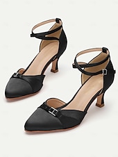 cheap 1950s-Women&#039;s Pink Satin Ankle Strap Heels with Bow Detail – Elegant Wedding or Party Shoes with Mid-Heel for Formal Occasions