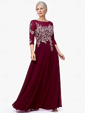 economico Lunghezza del pavimento-Abito A-Line da madre della sposa abito elegante scollo a gioiello lunghezza totale in chiffon manica corta con applicazioni a blocchi di colore 2025 taglia personalizzata gratuita