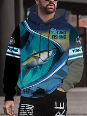 abordables Sweats à capuche pour hommes-Homme Graphic Poissons Sweat à capuche Sweats à Capuche Sweat-shirt Sweat à capuche manche longue Sweat à capuche Capuche Vêtement de rue 3D effet Sport &amp; Loisir du quotidien Noir Bleu Roi Imprimer