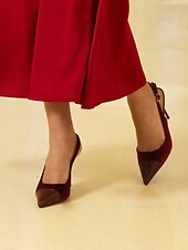 preiswerte Formell-elegante burgunderfarbene Slingback-Pumps mit spitzer Spitze und Stilettoabsatz für Damen – schicke und elegante Schuhe für Abendgarderobe, Partys oder formelle Anlässe