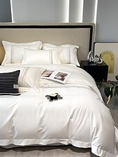 economico Collezione d&#039;elite-Set copripiumino da 4 pezzi, 100% cotone biologico, tessuto morbido e traspirante, include copripiumino e federe per un sonno confortevole.