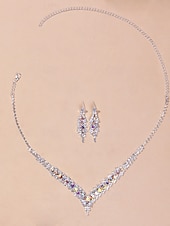 economico Collana da donna-set di collana e orecchini di cristallo blu di lusso da donna - eleganti gioielli da sposa per matrimoni e occasioni formali