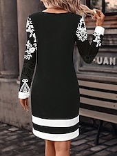 olcso Boho ruha-Női Mini ruha Pulóver ruha Téli ruha Fűző ruha Hüvelyruha Elegáns Stílusos Vakáció Parti Utca Normál Virágos Hosszú ujj Terített nyak Fehér Nyár Ősz Tél