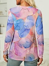 billige Kunst &amp; Design t-skjorte-kvinners t-skjorte elegant langermet rund hals nyttår rosa vår høst vinter