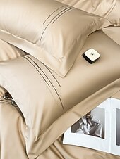 economico Collezione d&#039;elite-Set copripiumino da 4 pezzi, 100% cotone biologico, tessuto morbido e traspirante, include copripiumino e federe per un sonno confortevole.