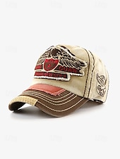 cheap Men&#039;s Hats-Vintage Distressed Baseball Cap with Embroidered Eagle Patch – Men&#039;s Casual Outdoor Hat for Sports and Fashion
