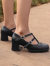 ieftine anii 1950-tocuri vintage roșii Mary Jane de damă – curea cu cataramă dublă, toc bloc retro, perfecte pentru ocazii formale și casual