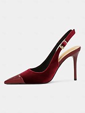 preiswerte Formell-elegante burgunderfarbene Slingback-Pumps mit spitzer Spitze und Stilettoabsatz für Damen – schicke und elegante Schuhe für Abendgarderobe, Partys oder formelle Anlässe