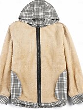 preiswerte Herrenjacken &amp; Herrenmäntel-Herren Hemdjacke Kapuzenjacke Shacket Flanell-Fleecejacke Täglich Urlaub warm Mit Kapuze Herbst Winter Schottenstoff Kariert Modisch Strassenmode Kargen Standard Schwarz Dunkelrot Hellgrün Rote Blau