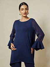 economico camicie, top e camicette-camicetta in maglia con polsini svasati patchwork modal