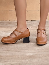 ieftine anii 1950-tocuri vintage roșii Mary Jane de damă – curea cu cataramă dublă, toc bloc retro, perfecte pentru ocazii formale și casual