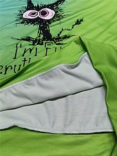 abordables Sudadera-Sudadera con capucha para mujer, sudadera con capucha con estampado de gato para uso diario, informal, de manga larga, microelástica, cómoda, transpirable, de tejido suave para otoño e invierno