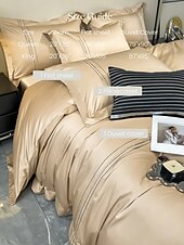 economico Collezione d&#039;elite-Set copripiumino da 4 pezzi, 100% cotone biologico, tessuto morbido e traspirante, include copripiumino e federe per un sonno confortevole.