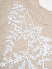 abordables pull pour femme-pull en laine mélangée brodé en tricot