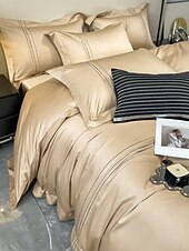 economico Collezione d&#039;elite-Set copripiumino da 4 pezzi, 100% cotone biologico, tessuto morbido e traspirante, include copripiumino e federe per un sonno confortevole.