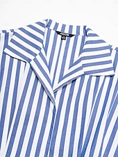cheap Casual Dress-Cotton Stripe Button Up Maxi Shirt Dress