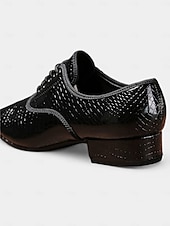 economico Scarpe da ballo uomo-scarpe da ballo stringate da uomo con motivo coccodrillo nero e finitura lucida, perfette per spettacoli di ballo da sala e latino
