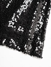 abordables jupe femme-Femme Midi Noir Jupes Printemps, Août, Hiver, Eté Paillettes Doublé Taille médiale Elégant Rétro Vintage Soirée Formel Mariage Soirée XS S M