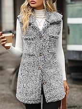 Women's Winter Coat Coat Warm Buttons Casual Street Style Solid Color Vacation Work Daily Wear Single Breasted Turndown Loose Fit Long Sleeve Outerwear Light Pink Black Khaki Fall Winter 9