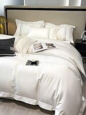 economico Collezione d&#039;elite-Set copripiumino da 4 pezzi, 100% cotone biologico, tessuto morbido e traspirante, include copripiumino e federe per un sonno confortevole.