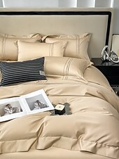 economico Collezione d&#039;elite-Set copripiumino da 4 pezzi, 100% cotone biologico, tessuto morbido e traspirante, include copripiumino e federe per un sonno confortevole.