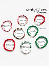 Χαμηλού Κόστους Χριστουγεννιάτικα αξεσουάρ-Χριστουγεννιάτικο σετ βραχιολιών με χάντρες γούρι – εορταστικά κόκκινα, πράσινα και λευκά στοιβαγμένα βραχιόλια με γούρια Άγιου Βασίλη, δέντρου και δώρων – ιδανικό για τη μόδα και τα δώρα των γιορτών